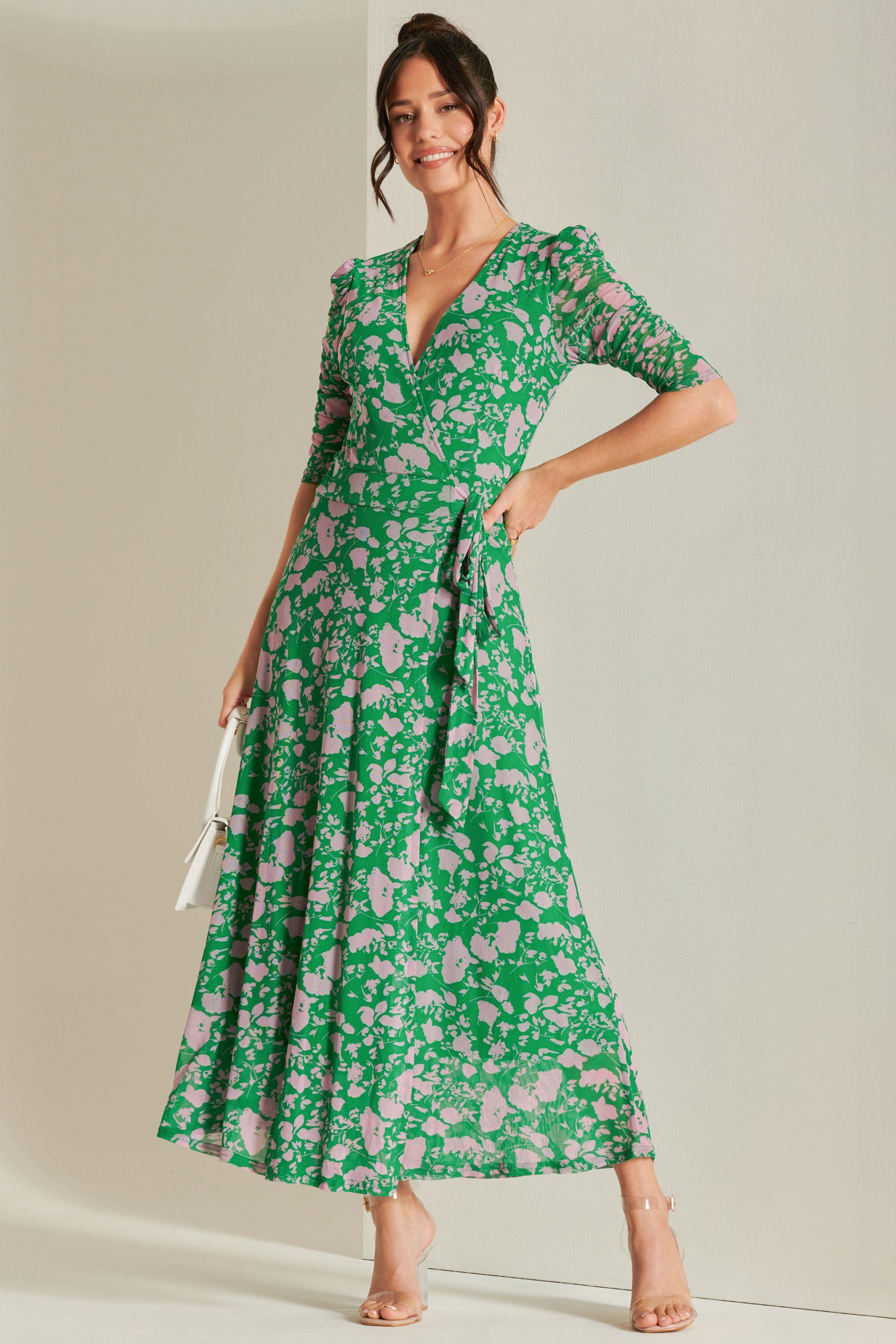 Daliyah Wrap Front Mesh Maxi Dress by JOLIE MOI