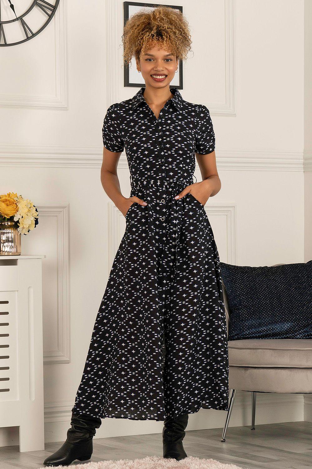 Danni Crepe Shirt Midi Dress by JOLIE MOI