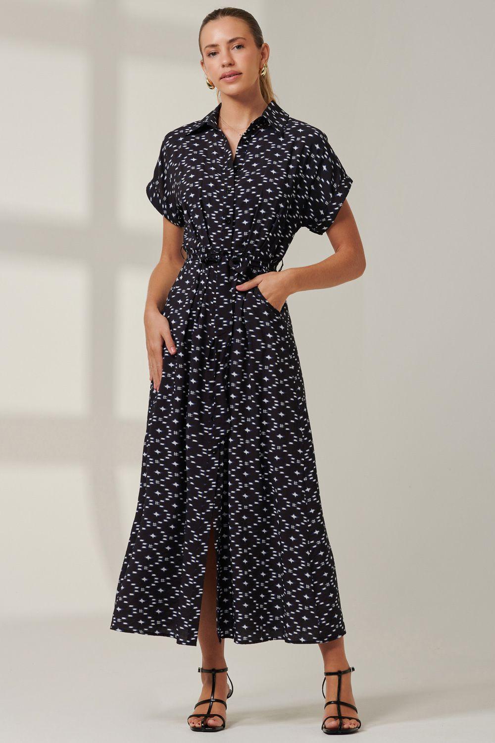 Drop Shoulder Shirt Maxi Dress by JOLIE MOI