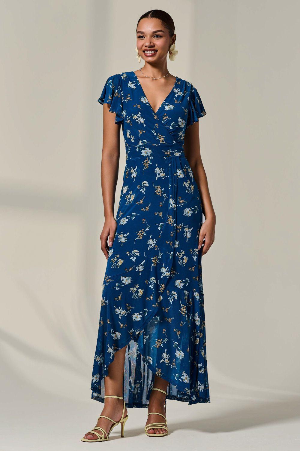 Floral Ruffle Hem Maxi Dress by JOLIE MOI