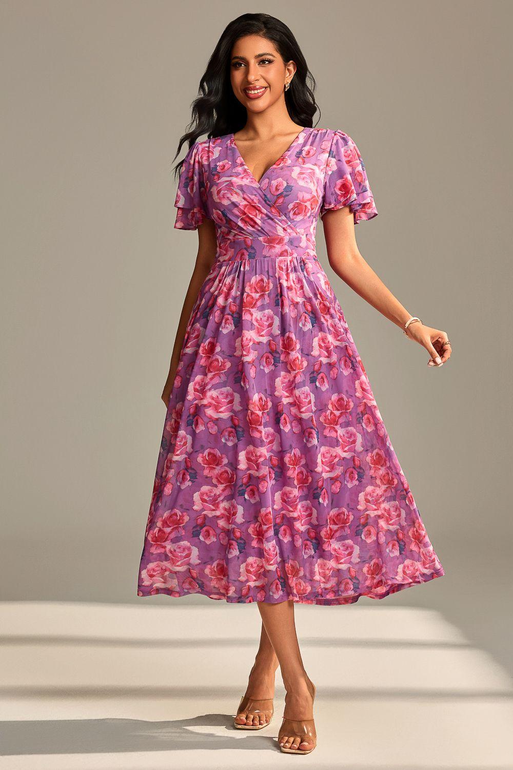 Flutter Sleeve Mesh Maxi Dress by JOLIE MOI