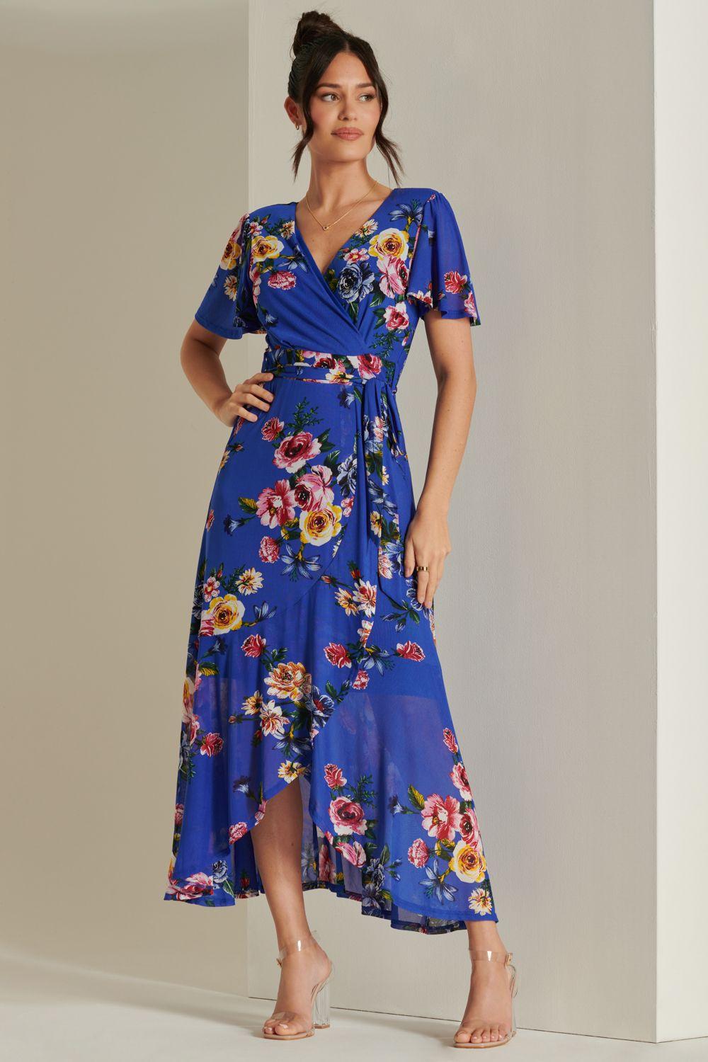 Frill Dip Hem Mesh Maxi Dress by JOLIE MOI