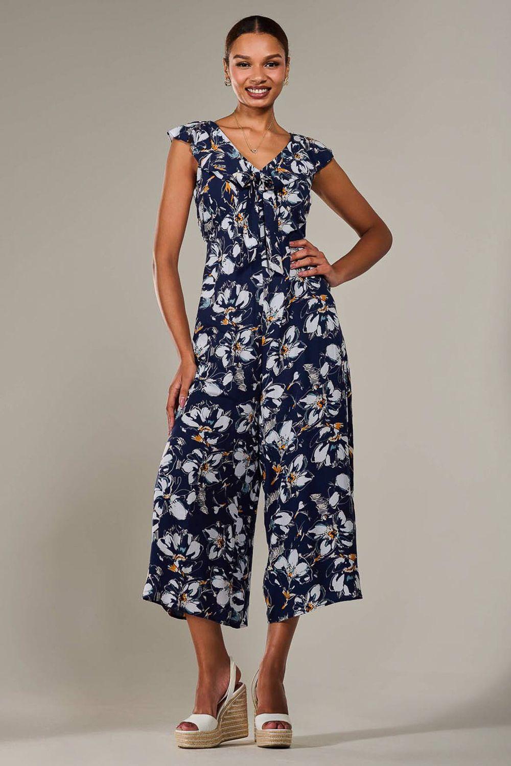 Frill Tie-front Jumpsuit by JOLIE MOI