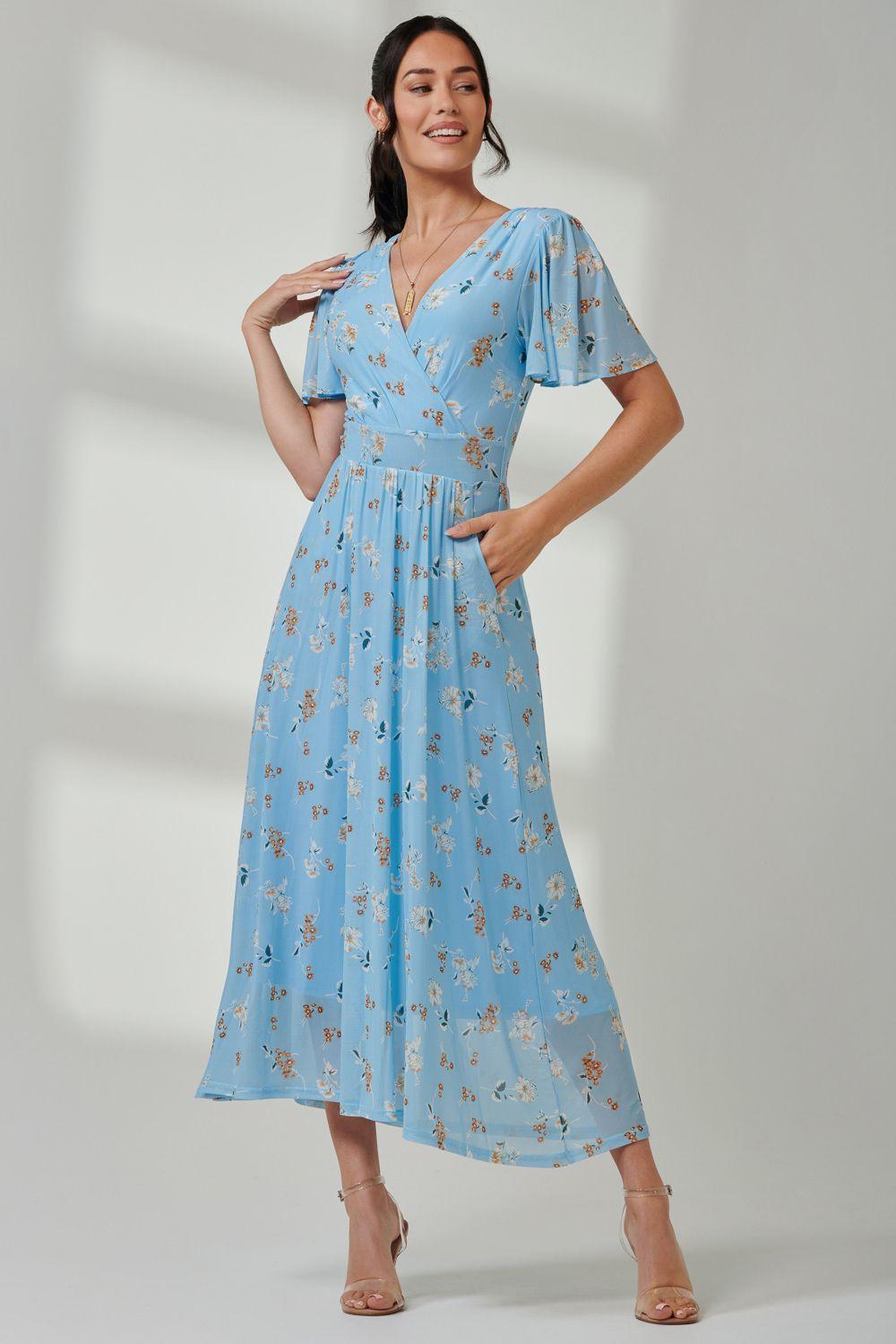 Gracelyn Wrap Front Mesh Maxi Dress by JOLIE MOI