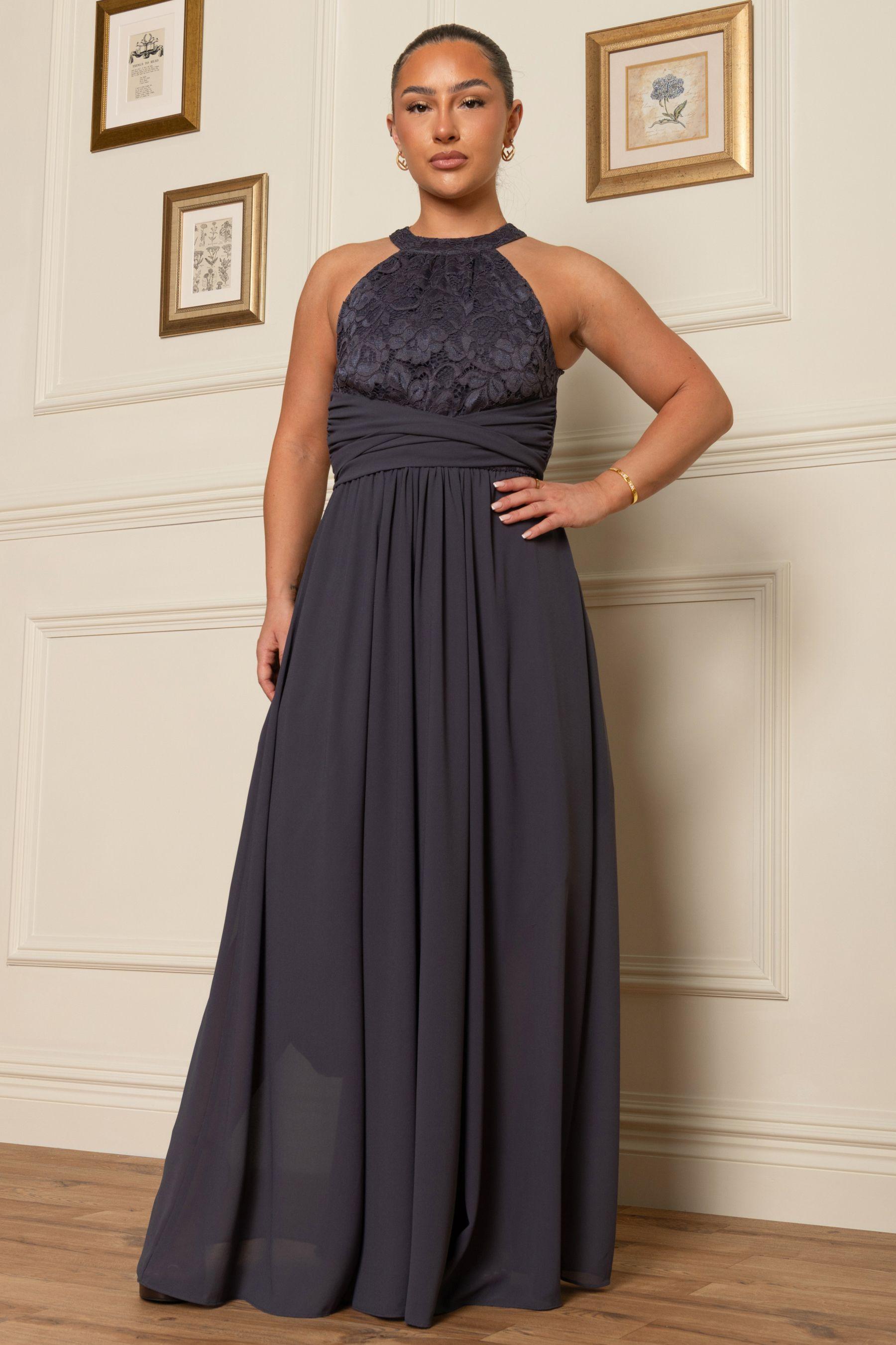 Halterneck Lace Bodice Maxi Dress by JOLIE MOI