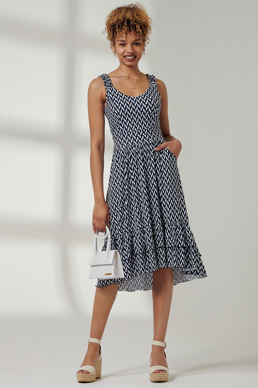 Harleen Sleeveless Tiered Midi Dress by JOLIE MOI