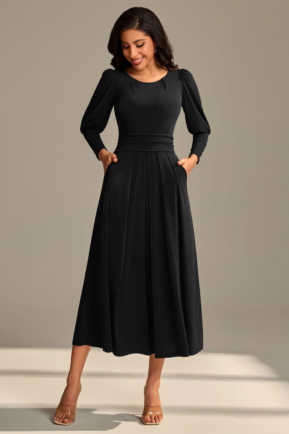 Long Puff Sleeved Jersey Maxi Dress by JOLIE MOI