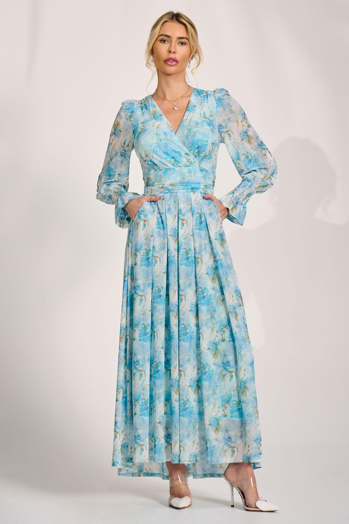 Long Sleeve Dip Hem Mesh Maxi Dress by JOLIE MOI