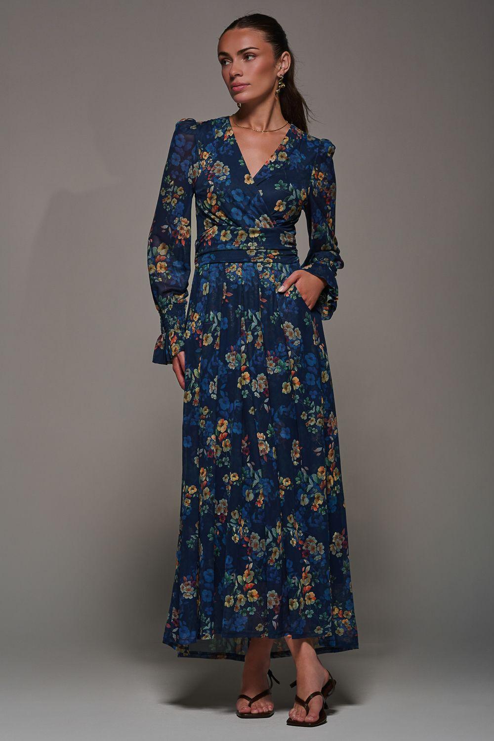 Long Sleeve Mesh Maxi Dress by JOLIE MOI