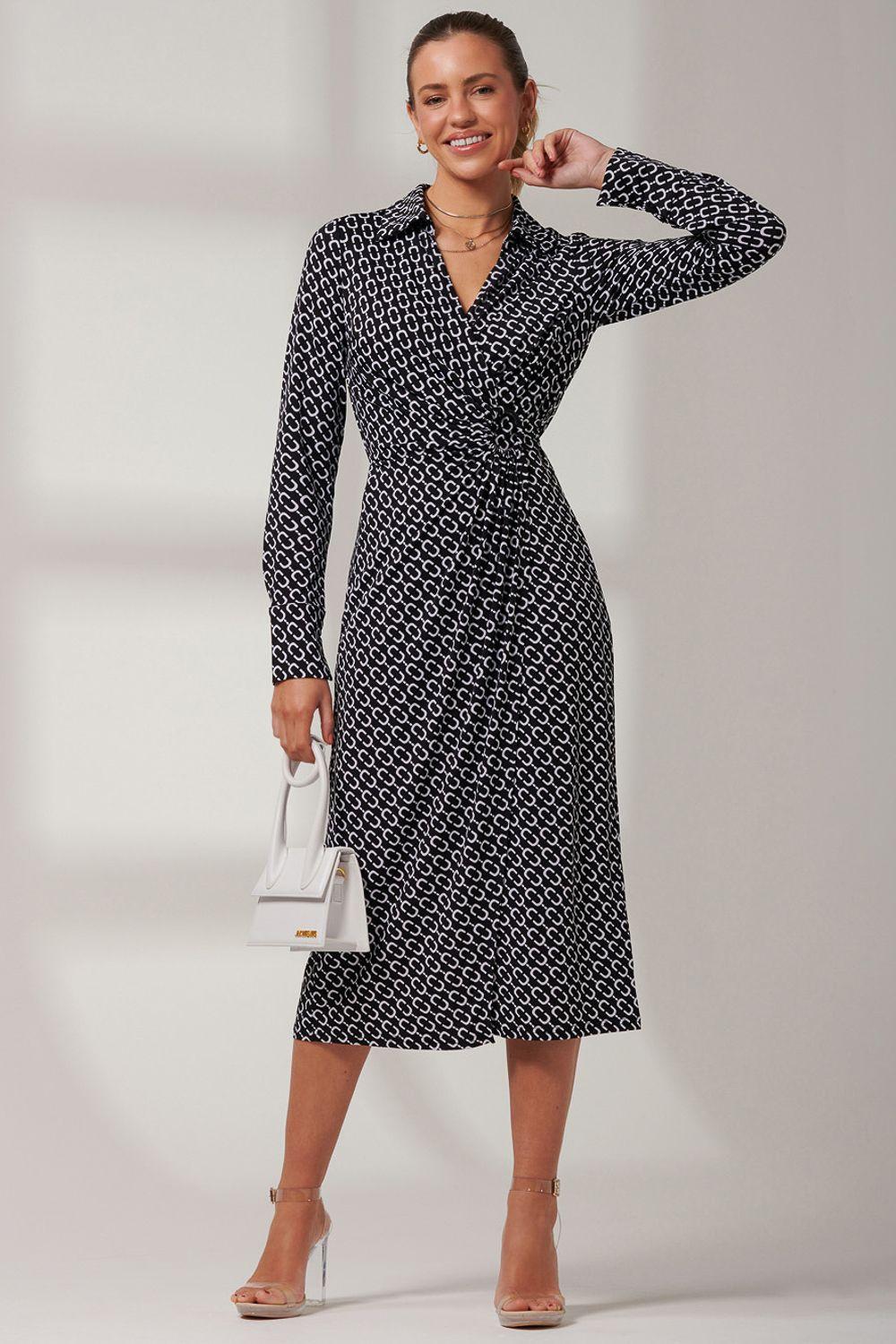 Long Sleeve Printed Jersey Shirt Dress by JOLIE MOI