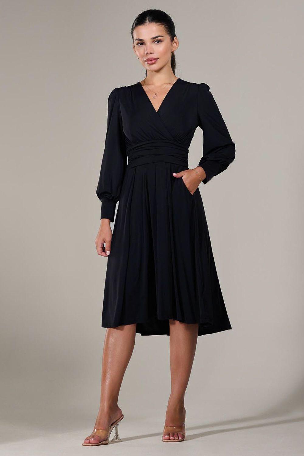 Long Sleeve Soft Silky Jersey Midi Dress by JOLIE MOI