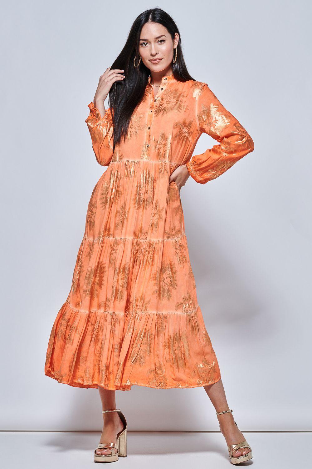 Loose Fit Tiered Holiday Maxi Shirt Dress by JOLIE MOI