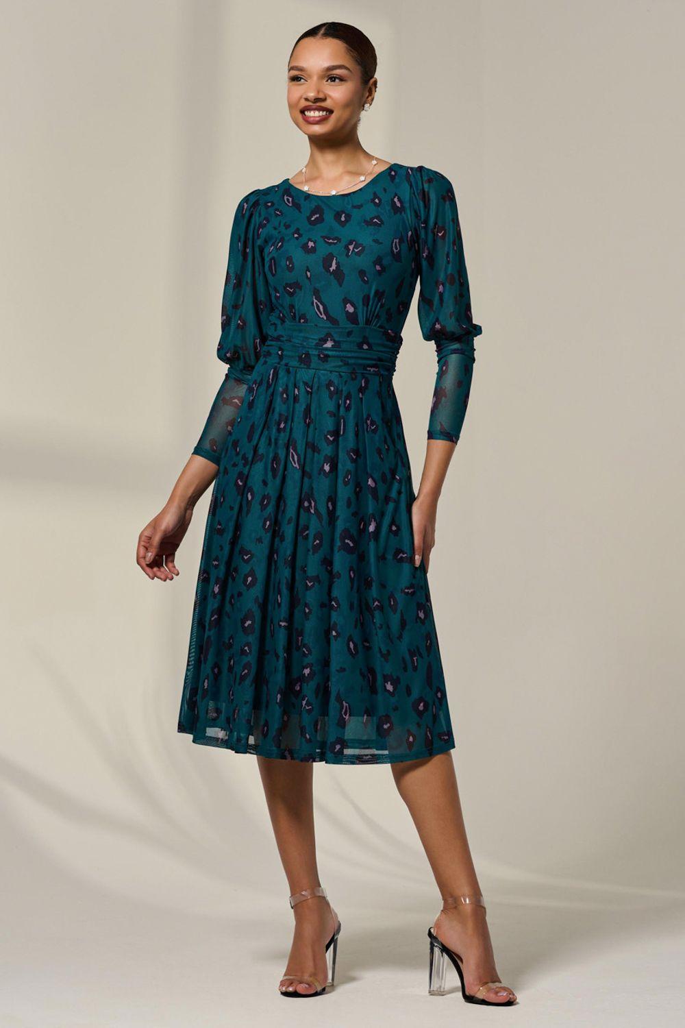 Mesh Puff Long Sleeve Midaxi Dress by JOLIE MOI