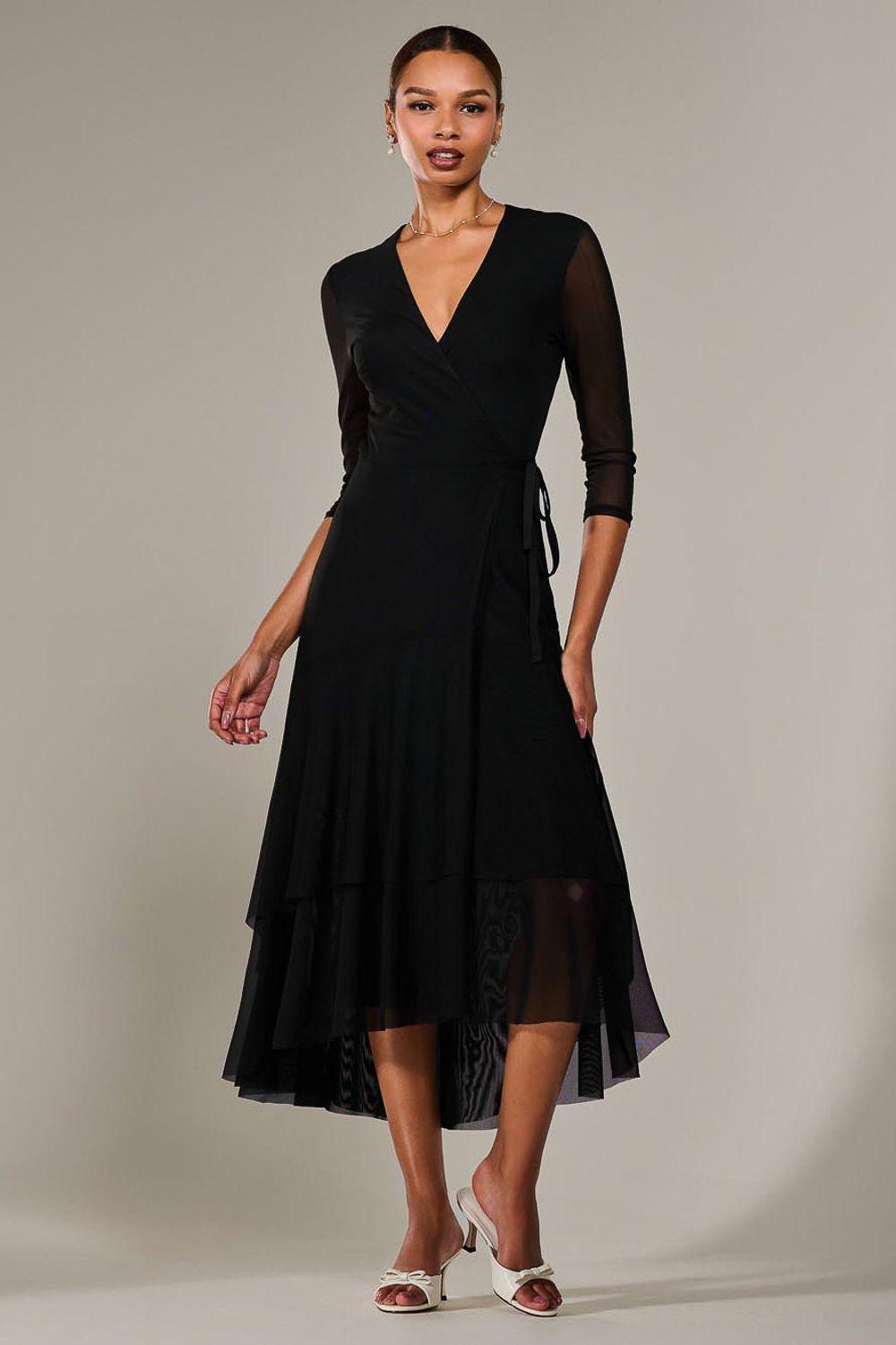 Mesh Wrap Midaxi Dress by JOLIE MOI