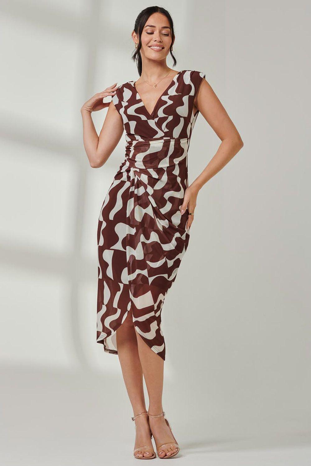 Mesh Wrap Ruched Bodycon Dress by JOLIE MOI