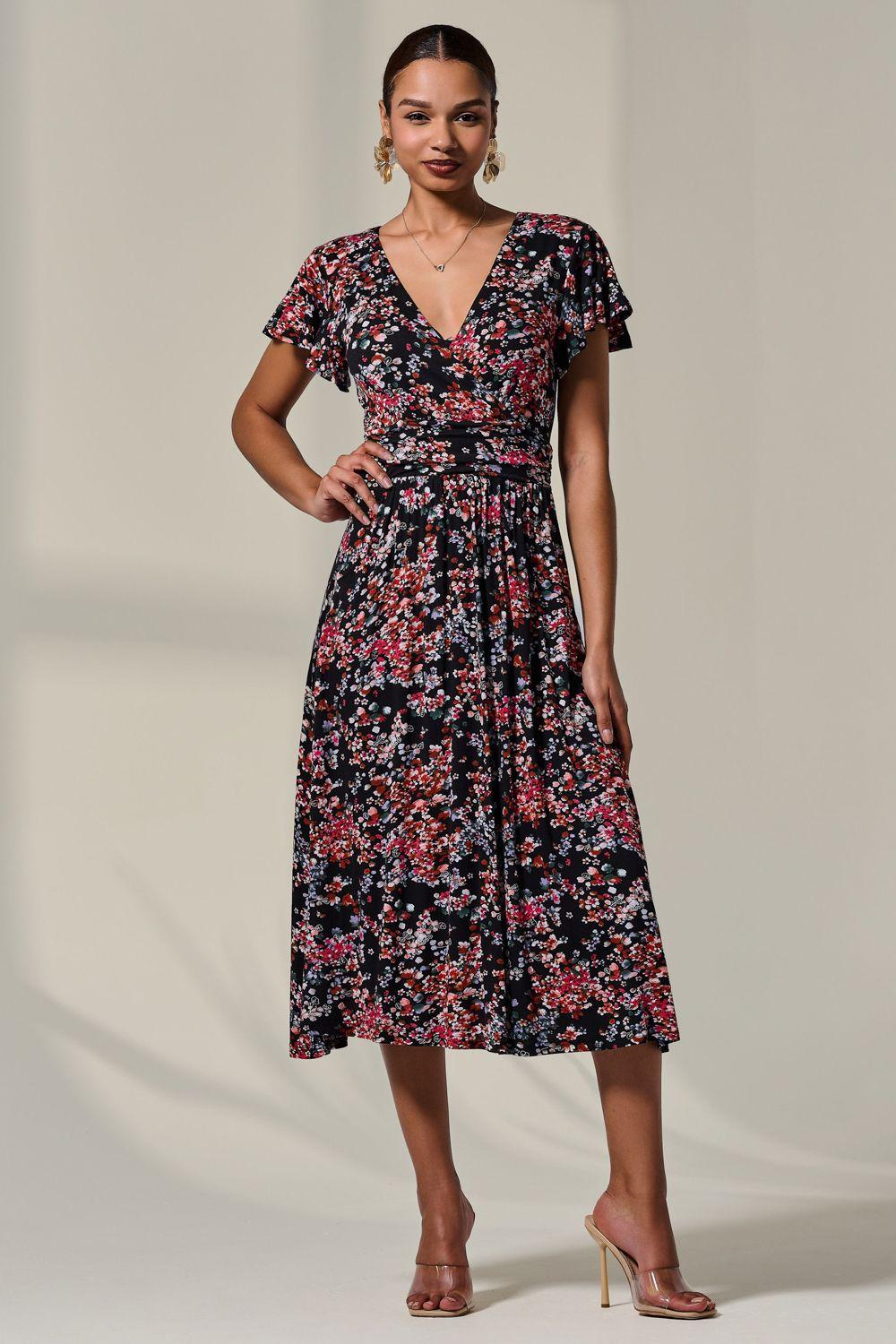 Mock Wrap Jesery Midi Dress by JOLIE MOI