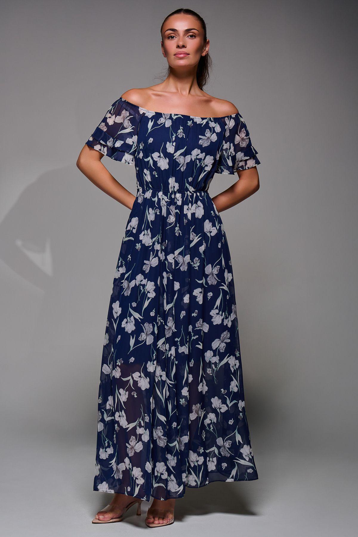 Off Shoulder Chiffon Maxi Dress by JOLIE MOI