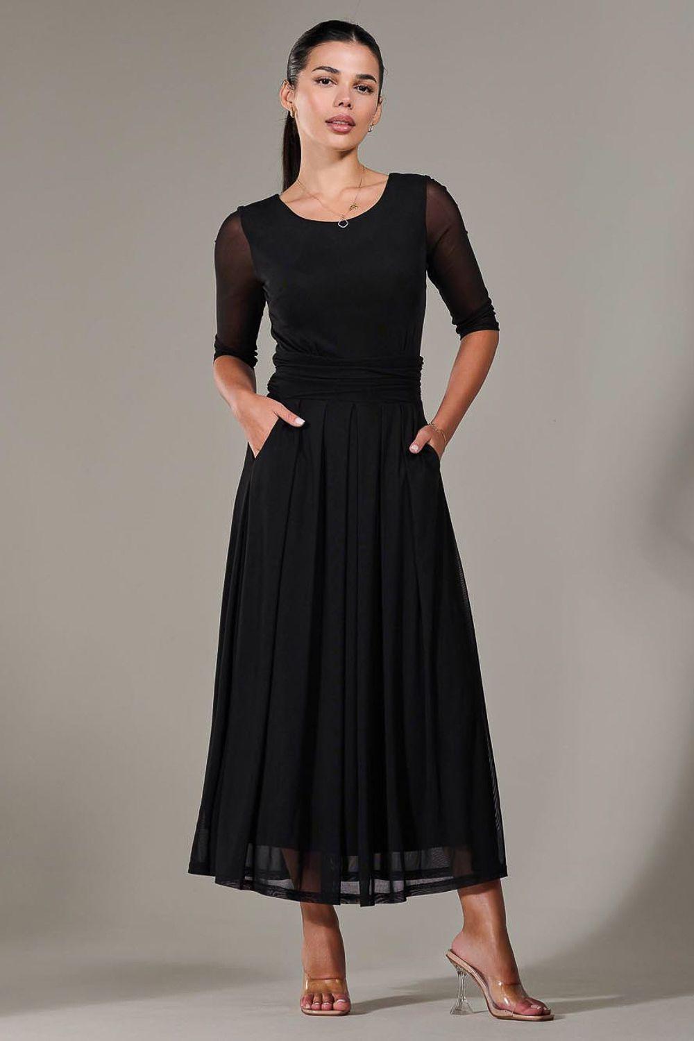 Petite Pleated Half Sleeve Midi Dress by JOLIE MOI