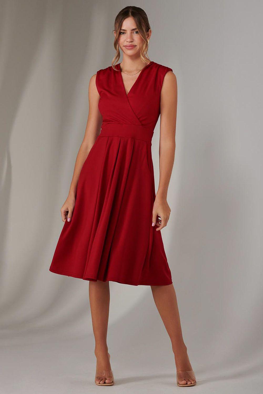 Plain Sleeveless Midi Dress by JOLIE MOI