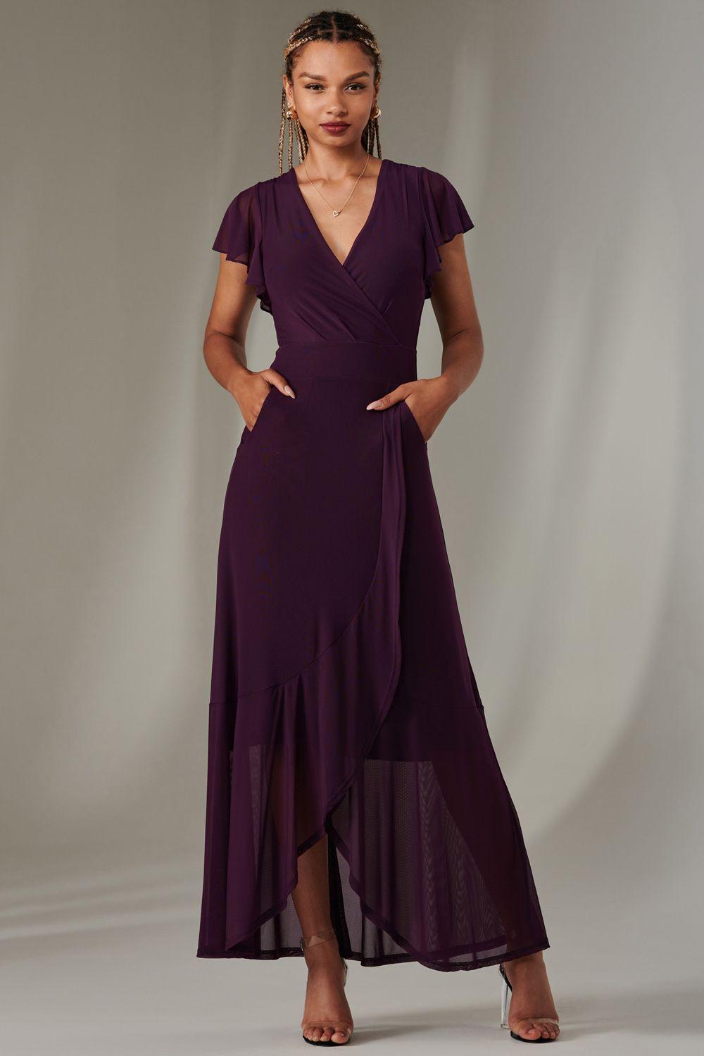 Plain Wrap Mesh Maxi Dress by JOLIE MOI