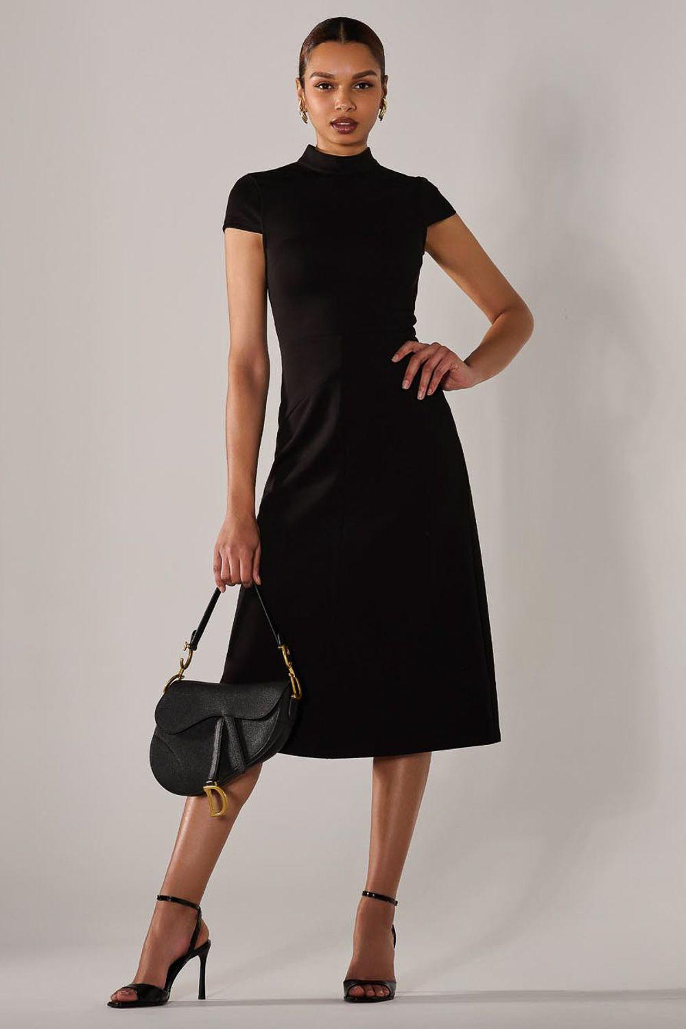 Ponte Cap Sleeve Midi Dress by JOLIE MOI