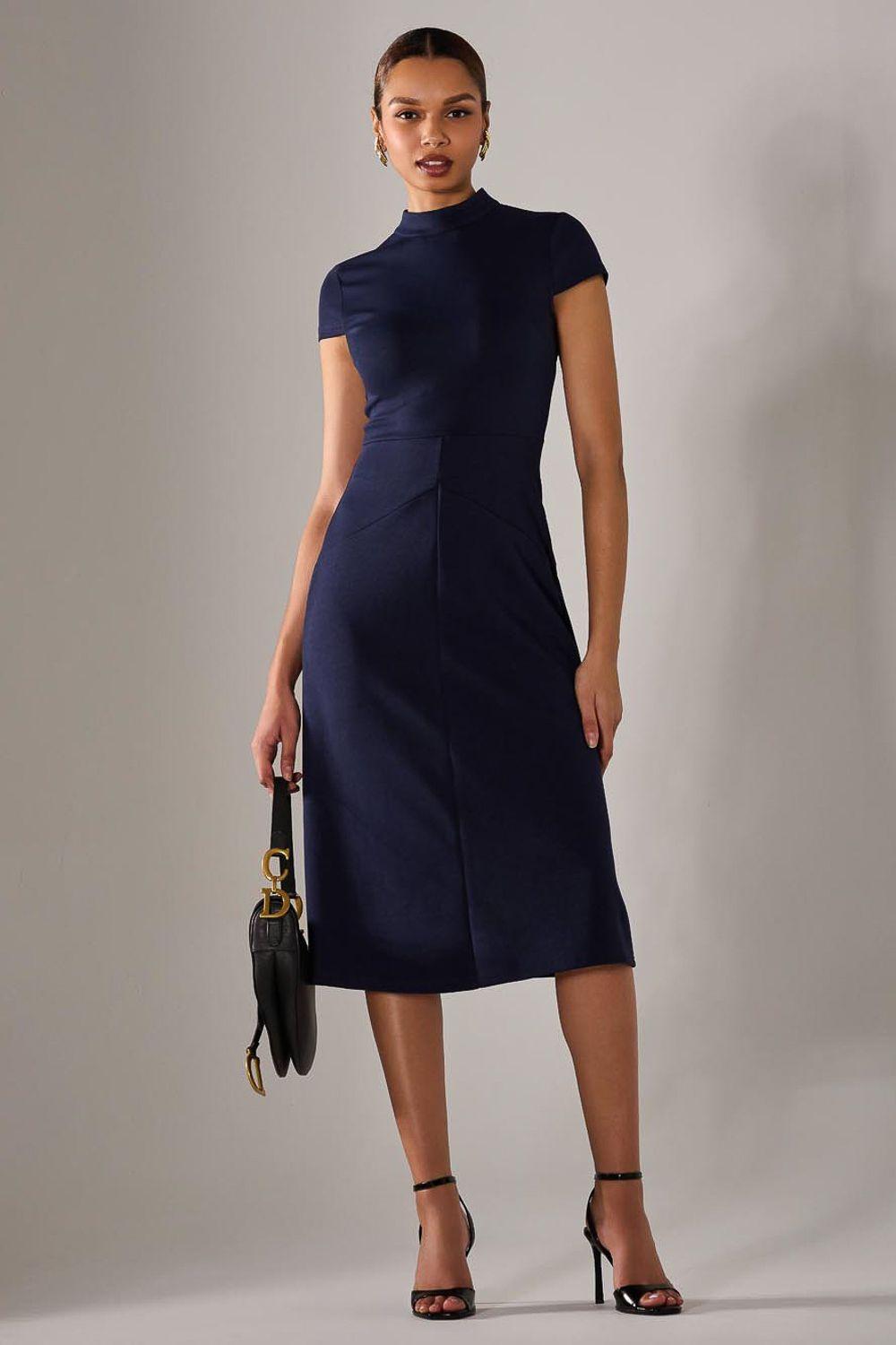 Ponte Cap Sleeve Midi Dress by JOLIE MOI