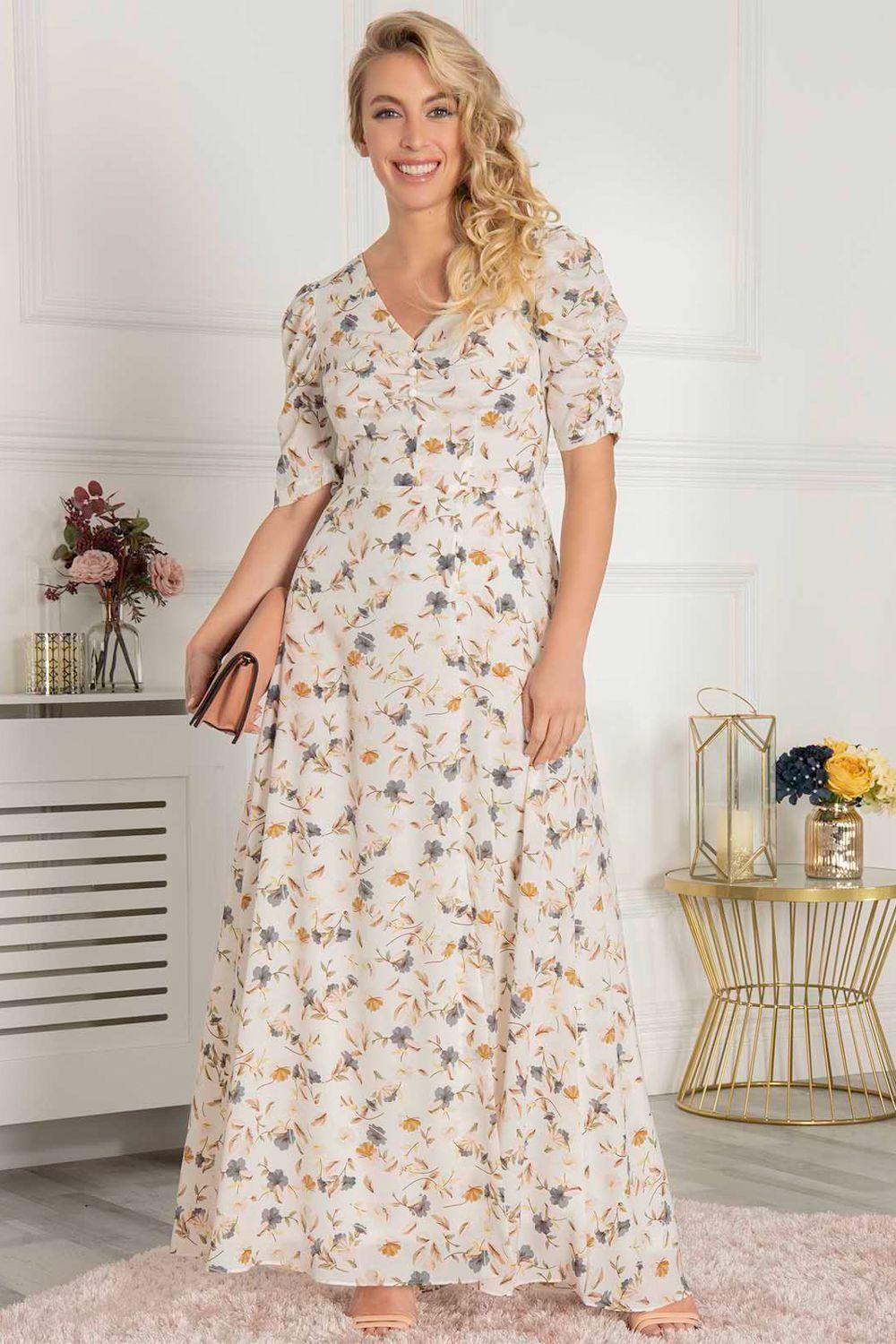 Puff Sleeve Open Back Maxi Dress by JOLIE MOI