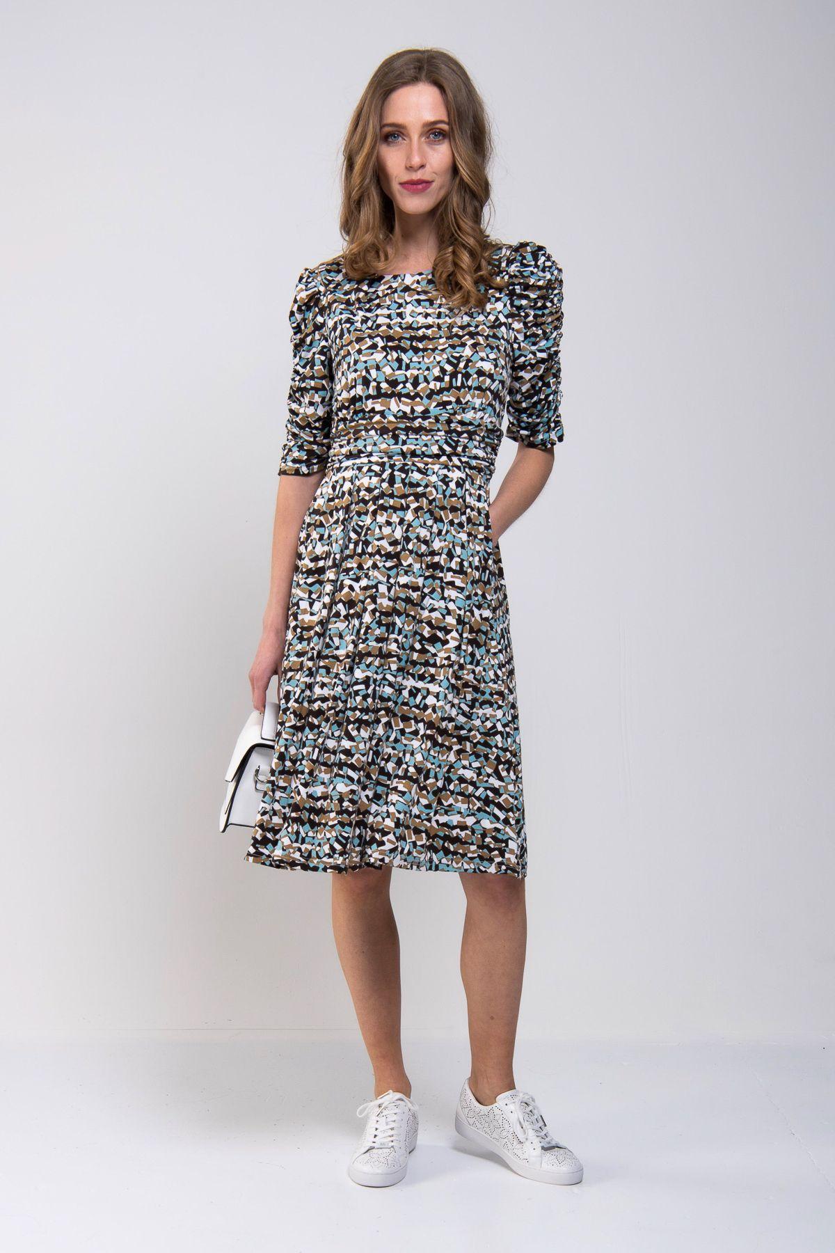 Puffy Sleeved Midi Jersey Dress by JOLIE MOI