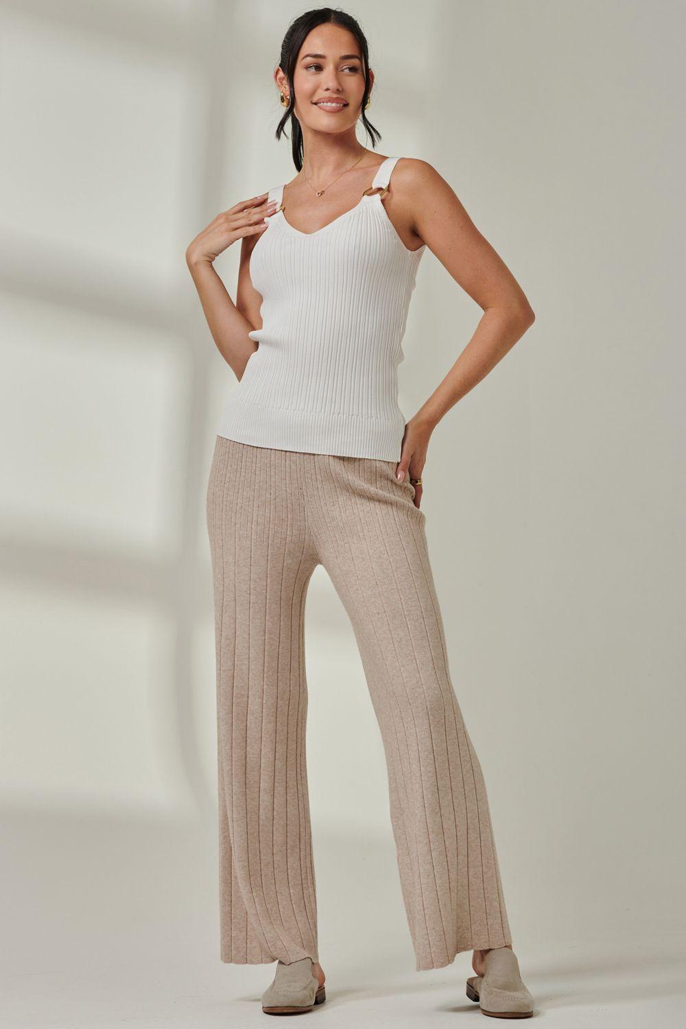 Ribbed Knit Wide Leg Trousers by JOLIE MOI