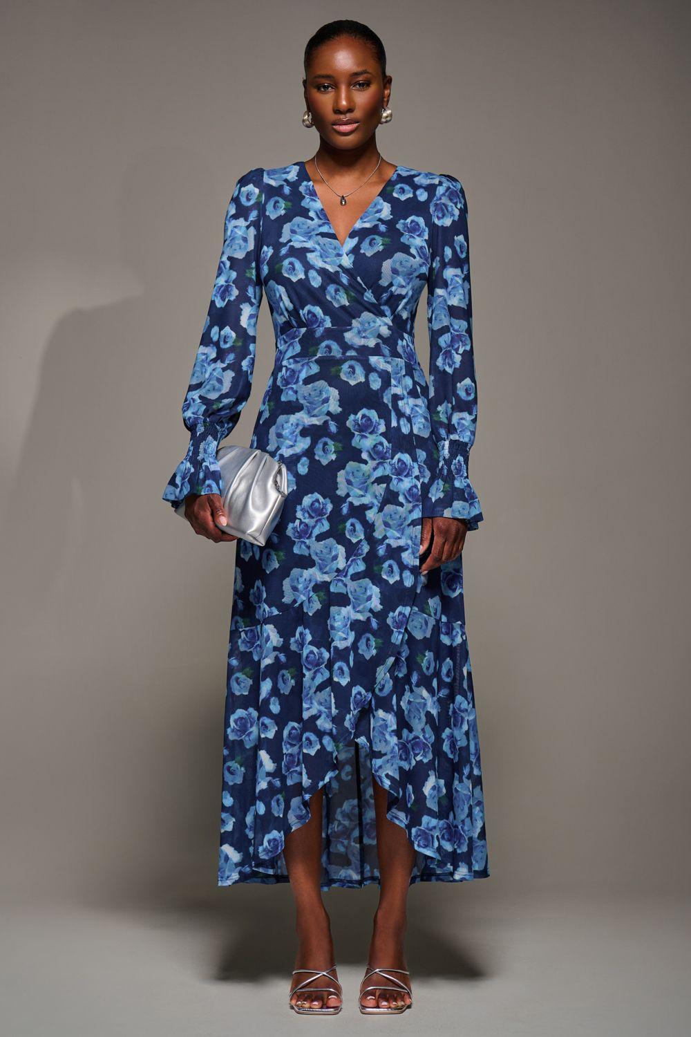 Ruffle Cuffed Sleeve Frill Mesh Maxi Dress by JOLIE MOI