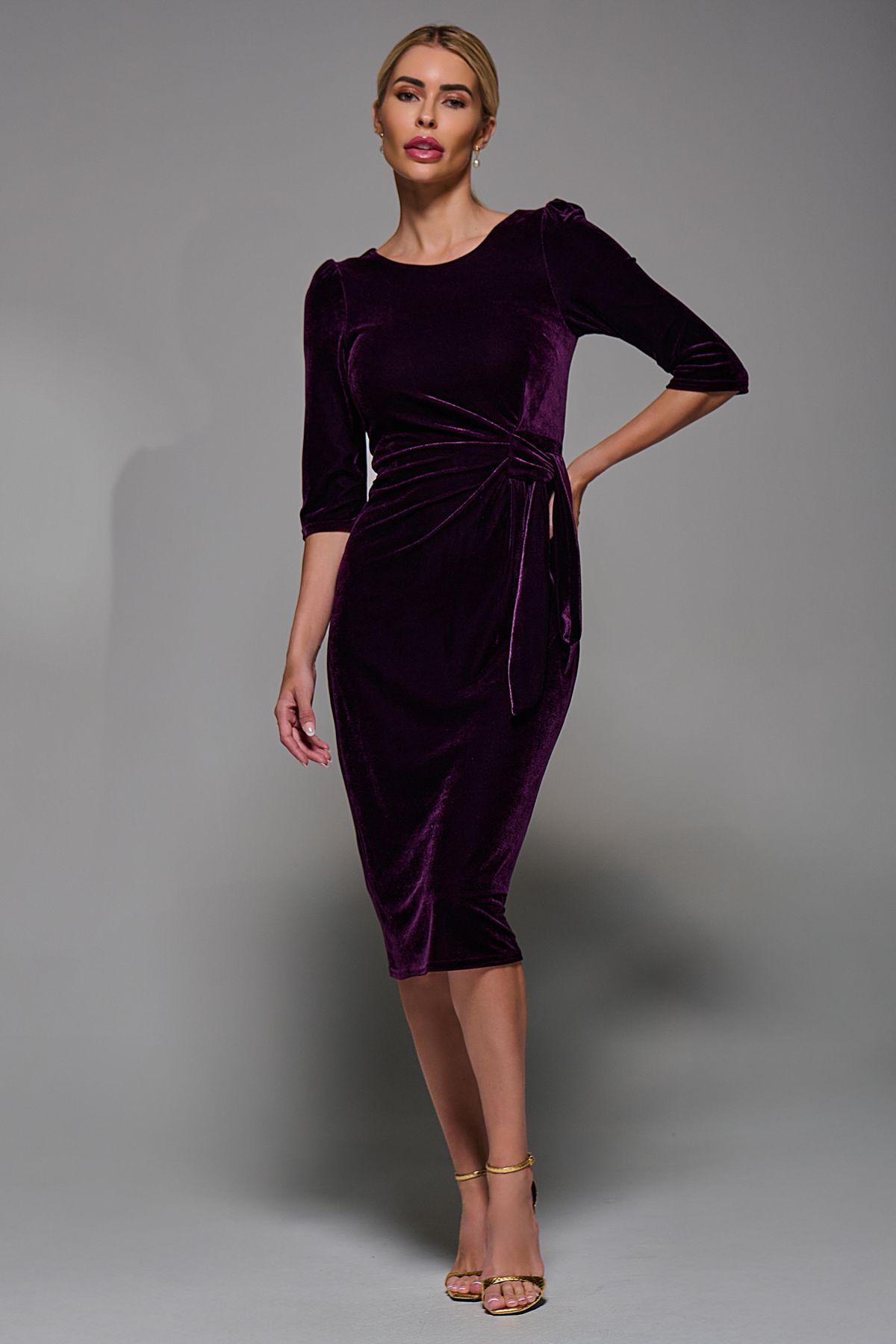 Side Tie Velvet Bodycon Dress by JOLIE MOI