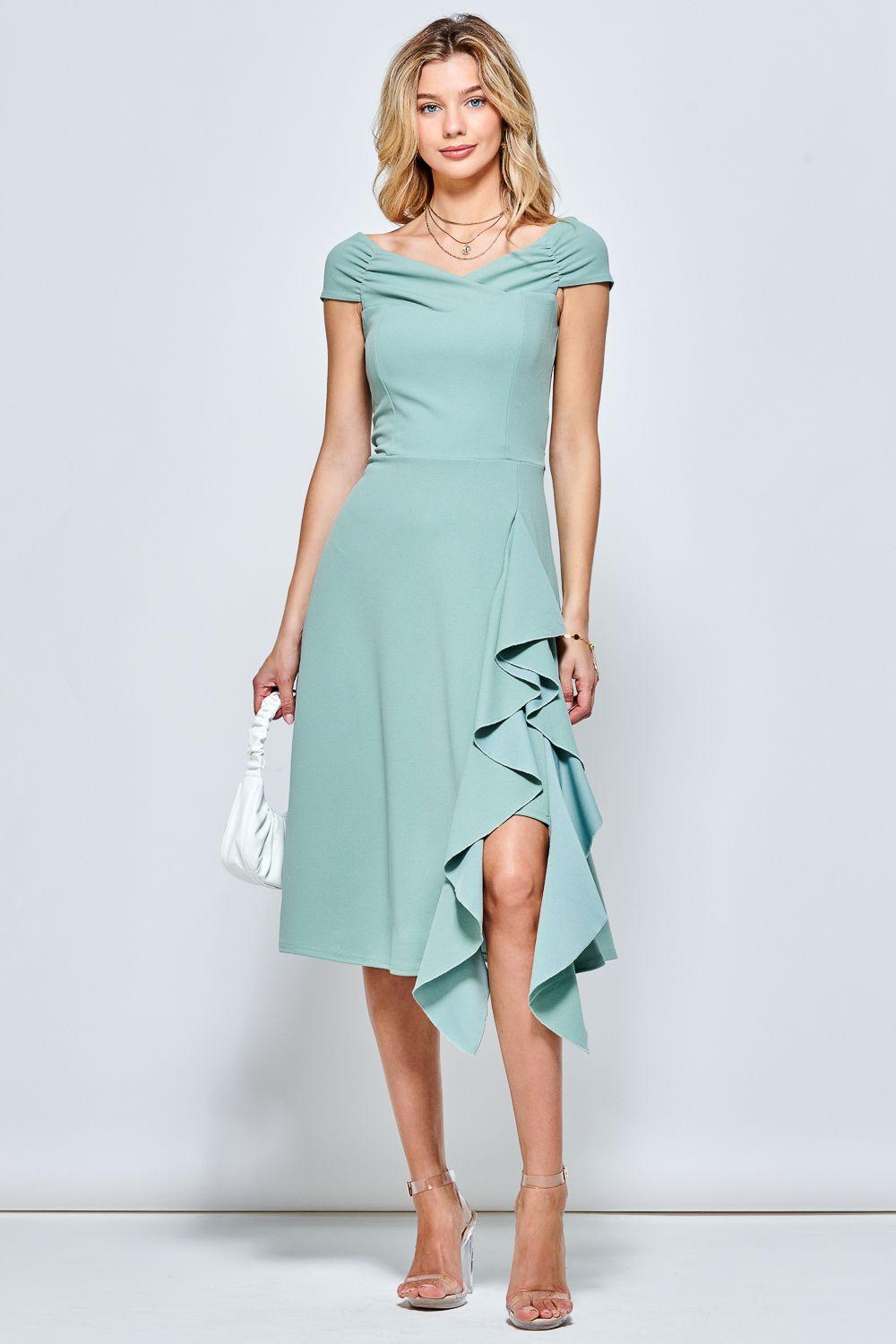 Skylar Off Shoulder Ruffle Hem Dress by JOLIE MOI