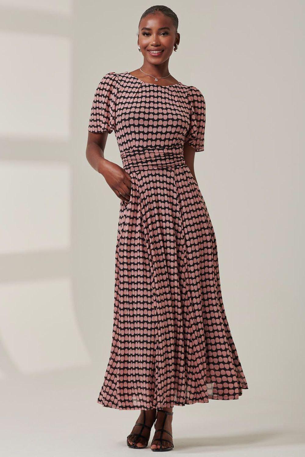Spot Print Mesh Maxi Dress by JOLIE MOI