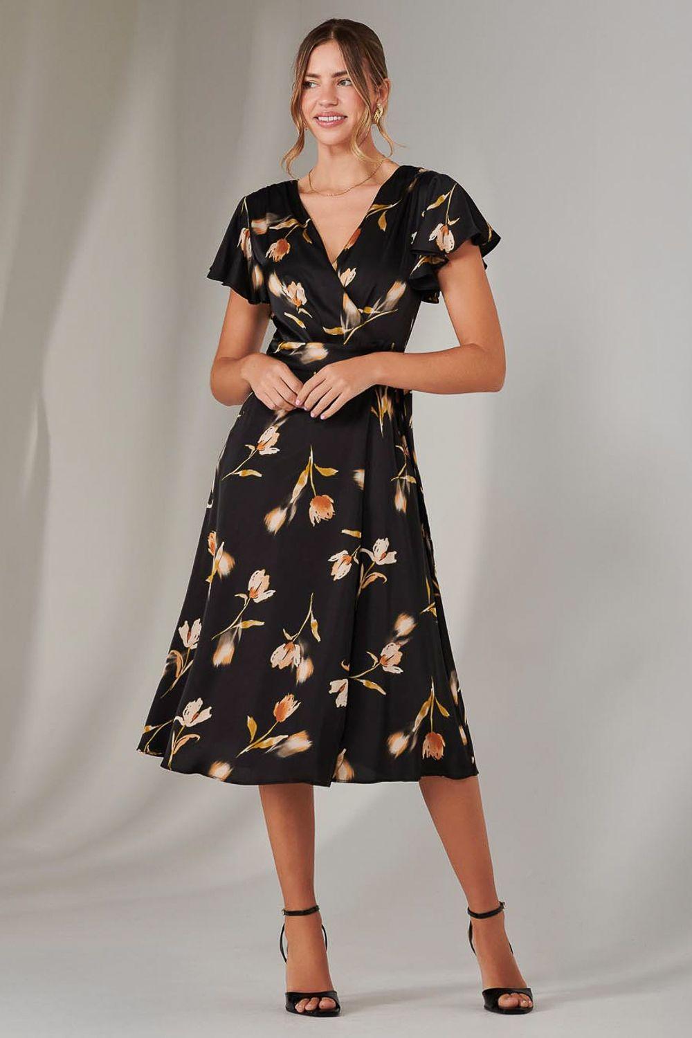 Wrap Front Midi Dress by JOLIE MOI