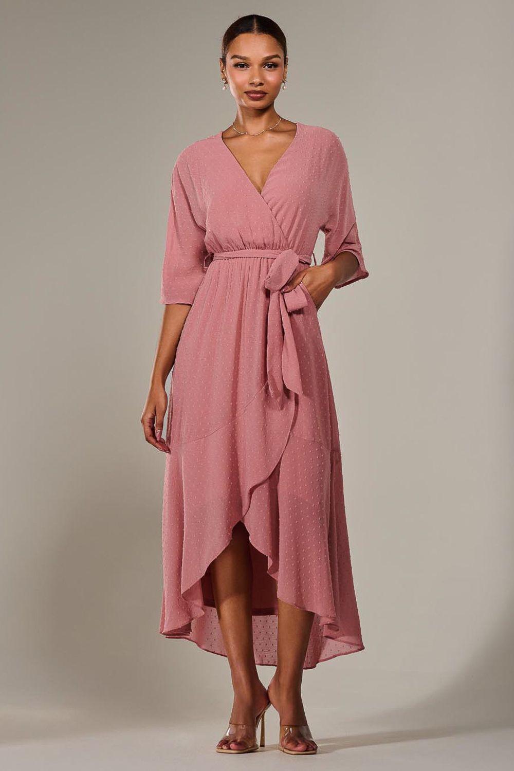 Wrap Tie Front Midi Dress by JOLIE MOI