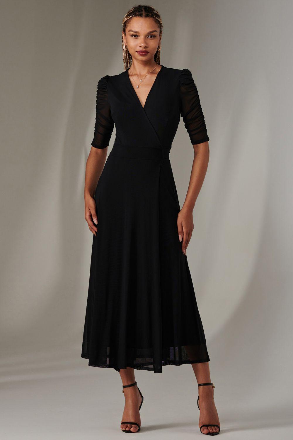 Zeena Plain Wrap Mesh Maxi Dress by JOLIE MOI