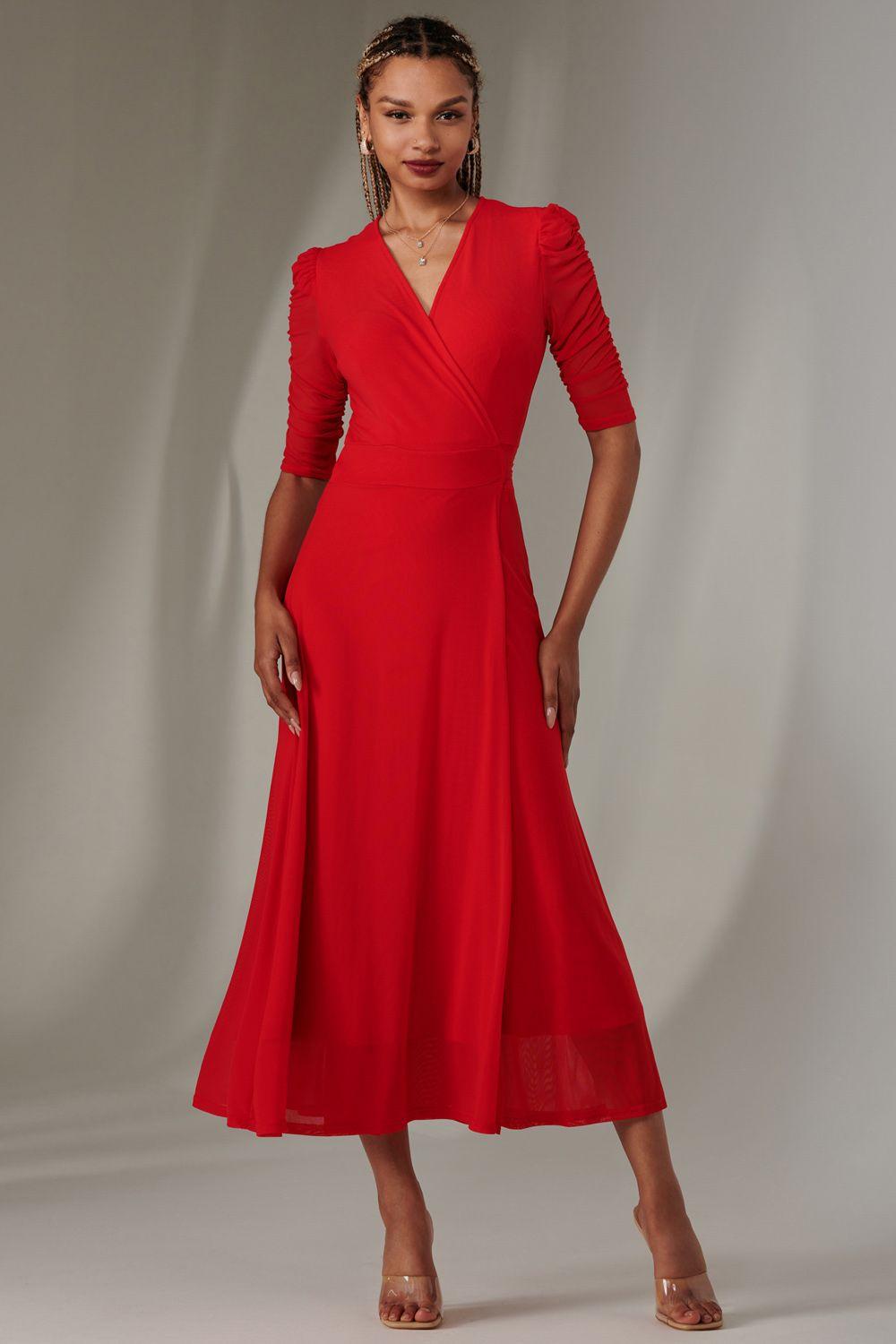 Zeena Plain Wrap Mesh Maxi Dress by JOLIE MOI