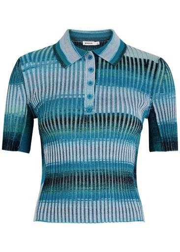 Devina striped knitted polo top by JONATHAN SIMKHAI