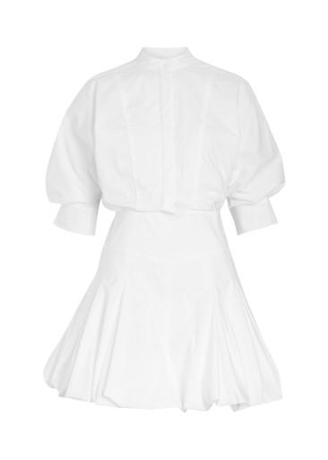 Effie bubble-hem cotton-blend poplin mini shirt dress by JONATHAN SIMKHAI
