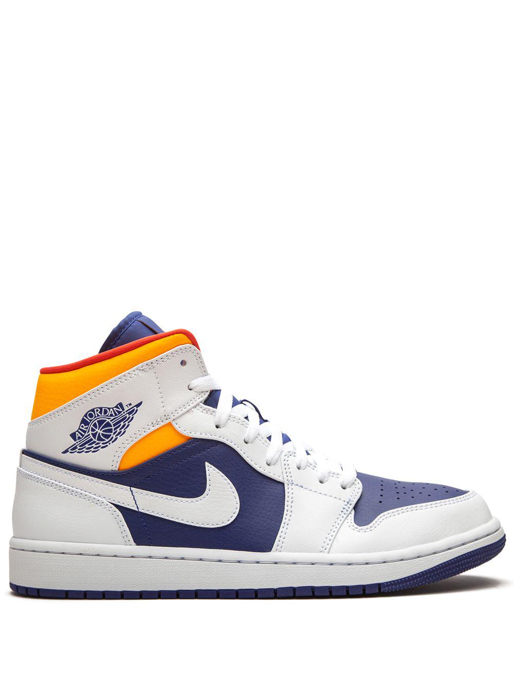 Air Jordan 1 Mid "Royal Blue/Laser Orange" sneakers by JORDAN