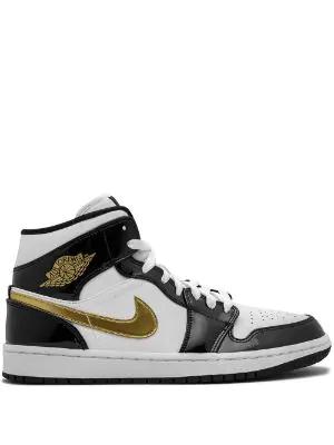 Air Jordan 1 Mid SE "Black/Gold Patent Leather" sneakers by JORDAN