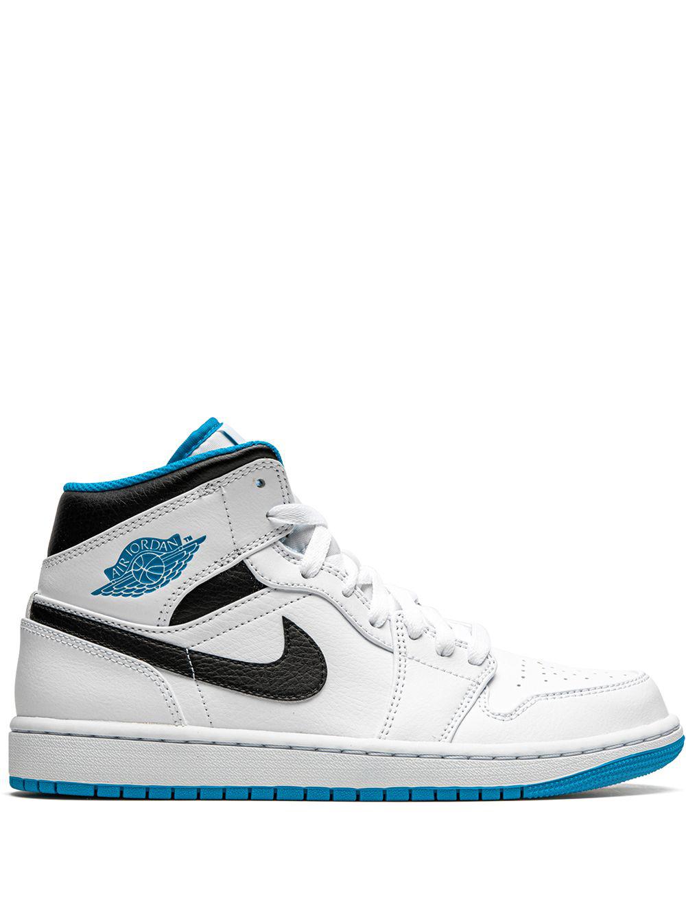 Air Jordan 1 Mid "White/Laser Blue" sneakers by JORDAN