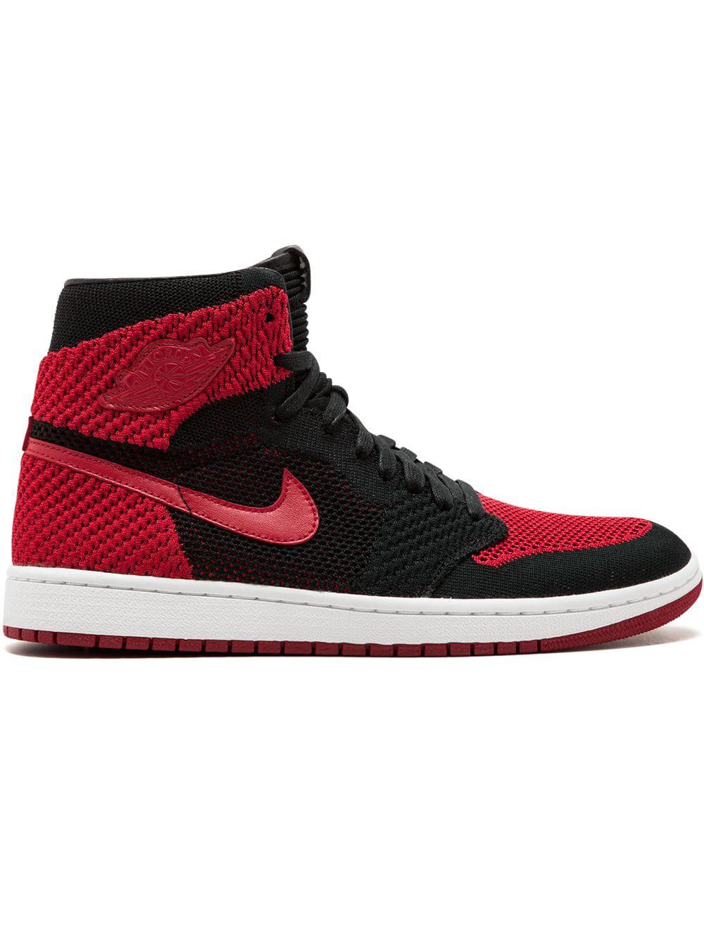 Air Jordan 1 Retro Hi Flyknit "Black/Varsity Red/White" sneakers by JORDAN