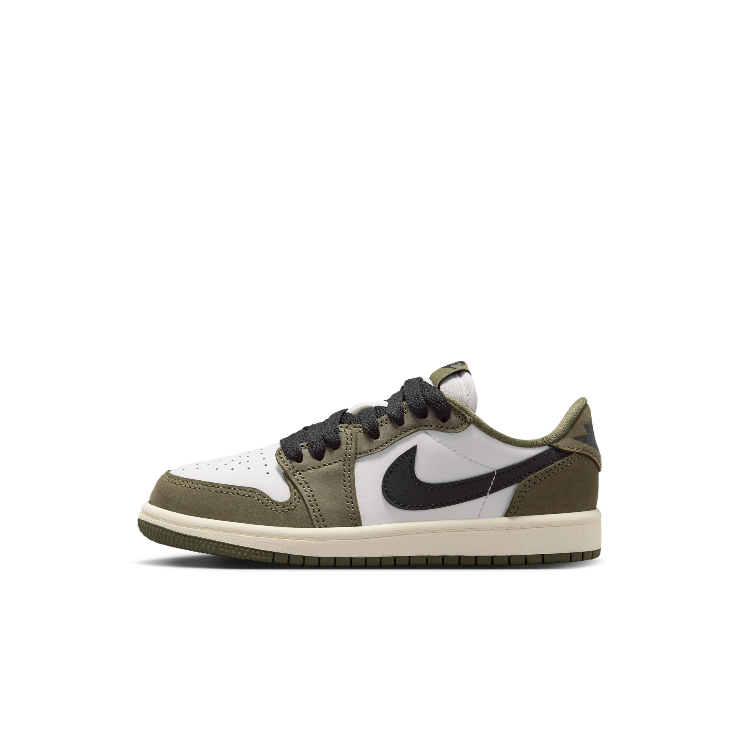 Air Jordan 1 Retro Low "Medium Olive and Summit White" Little Kids' Shoes by JORDAN