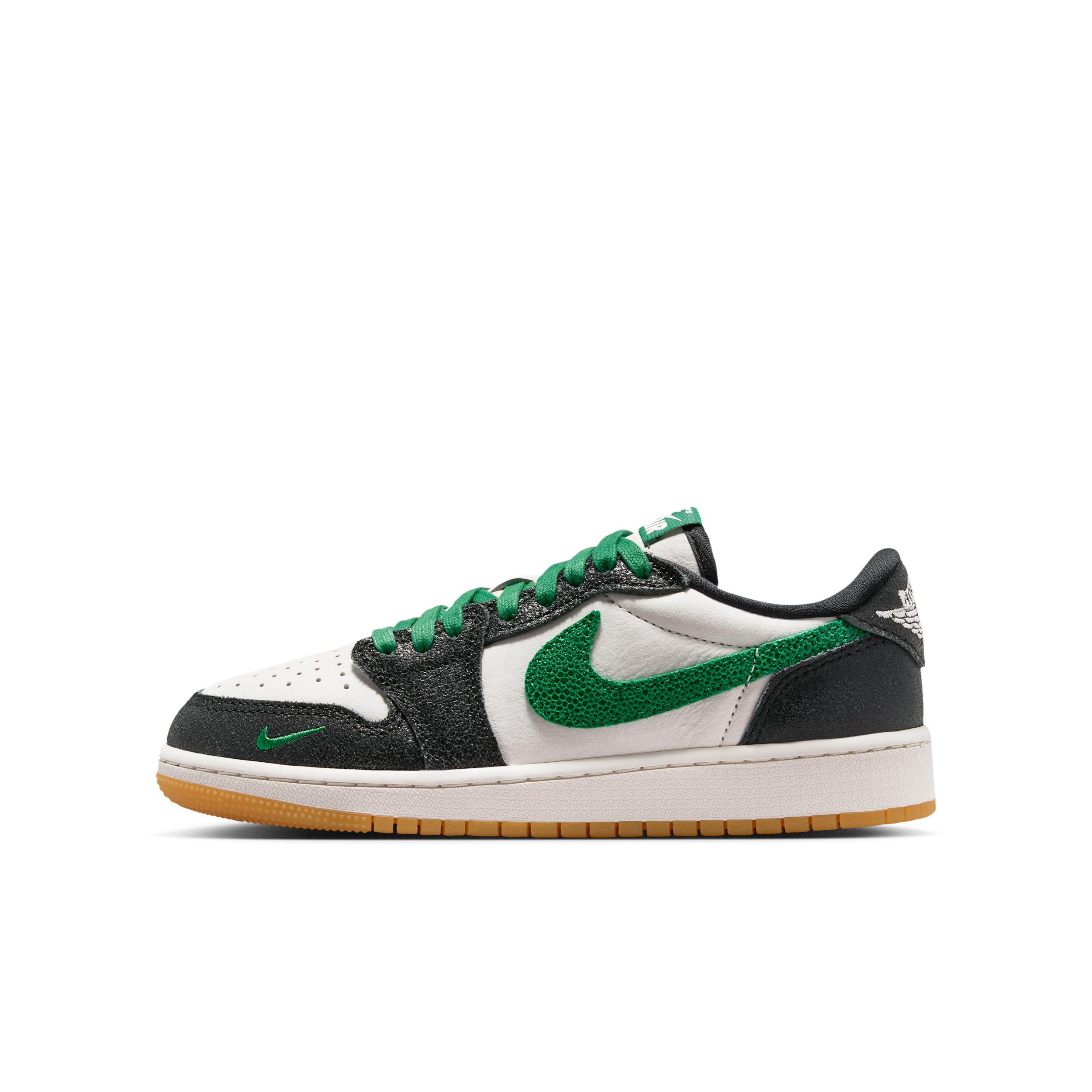 Air Jordan 1 Retro Low OG "Phantom and Pine Green" Big Kids' Shoes by JORDAN