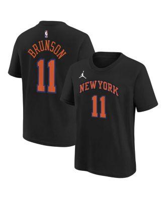 Big Boys and Girls Jalen Brunson Black New York Knicks Name Number T-Shirt by JORDAN