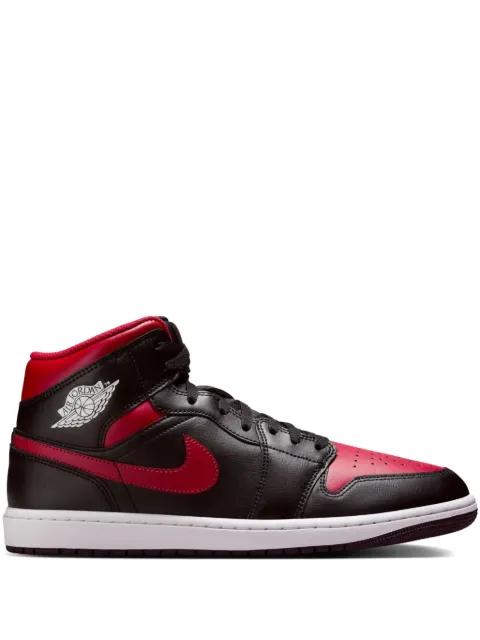 Jordan 1 Mid "Bred Twist - Black/Varsity Red/Summit White" sneakers by JORDAN