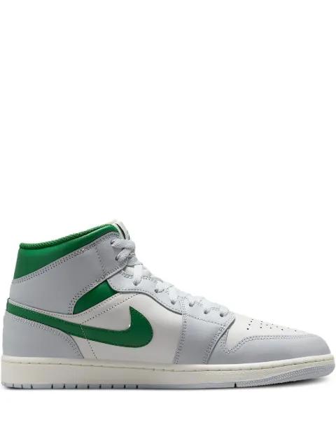 Jordan 1 Mid "White/Pure Platinum/Pine Green" sneakers by JORDAN