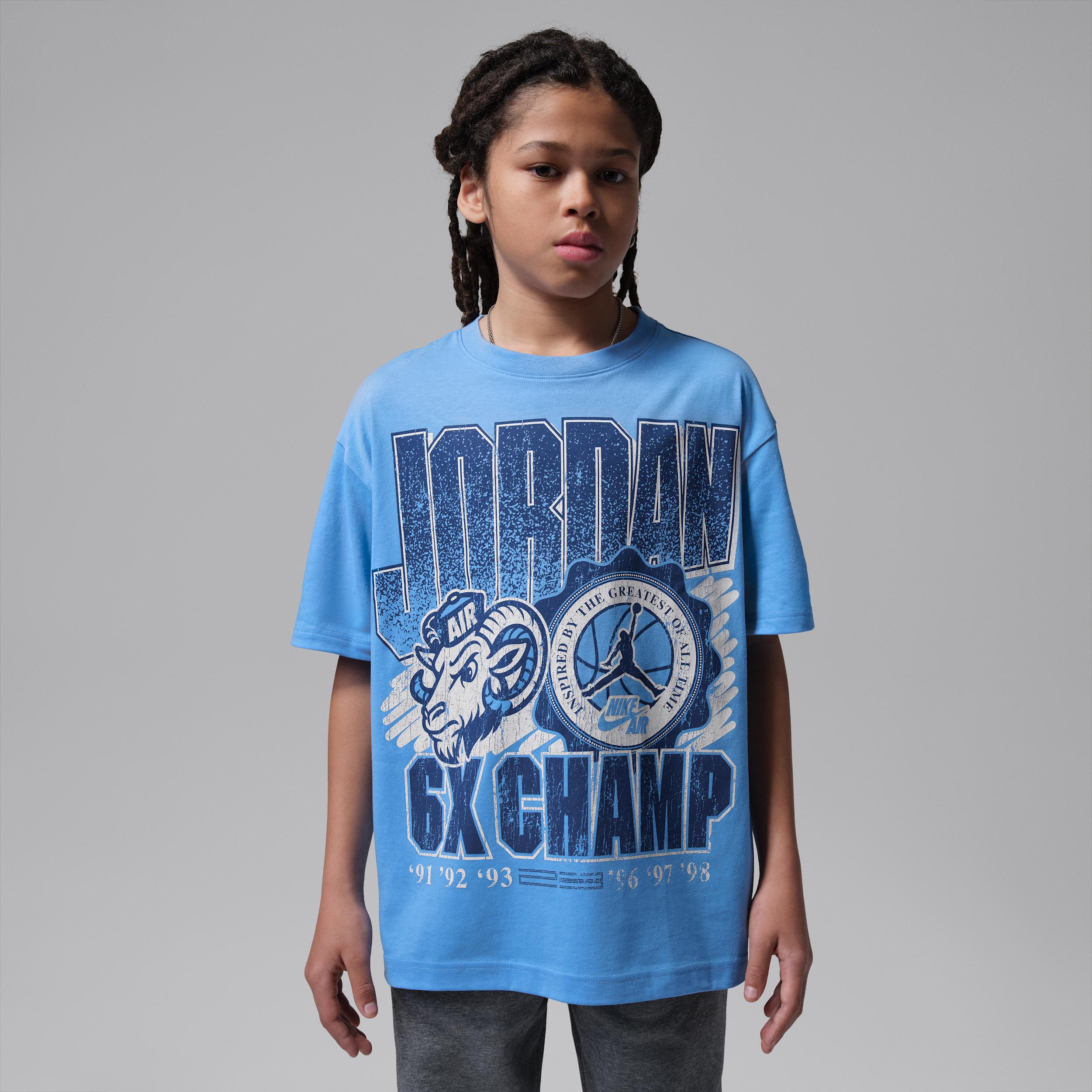 Jordan Big Kids' AJ11 University Blue Retro GOAT T-Shirt by JORDAN