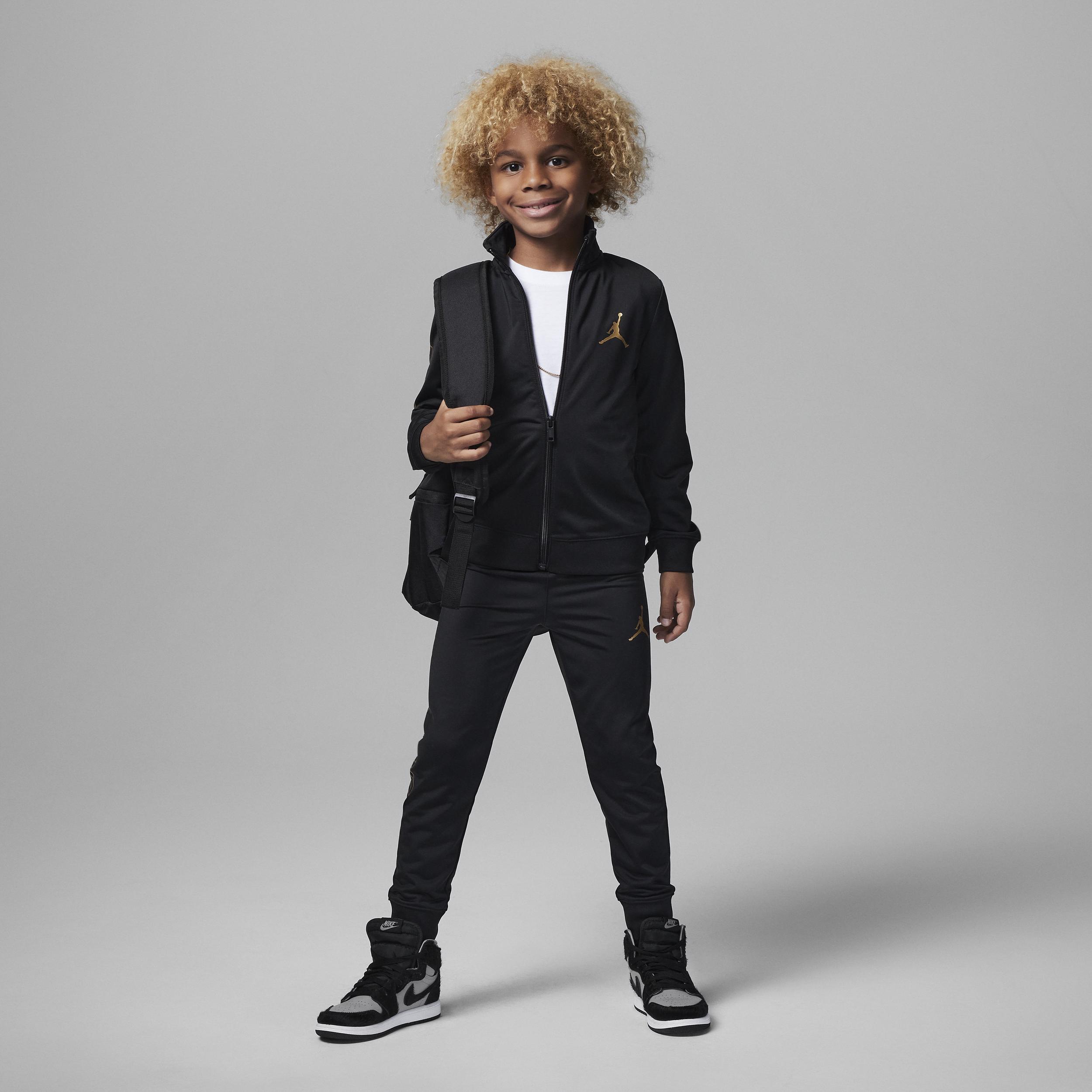 Jordan Take Flight Black and Gold Tricot Set Little Kids Tracksuit by JORDAN